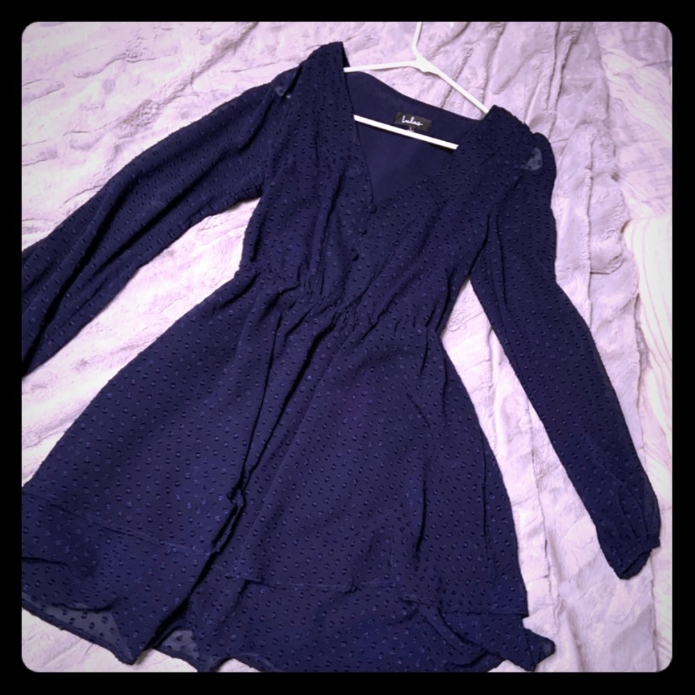 Navy long sleeve skater dress